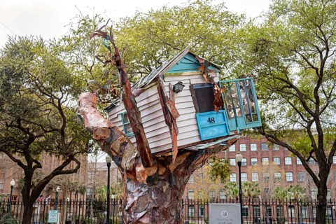 New Orleans, Louisiana - A Hurricane Katrina Memorial, by artist Sally Heller, across the street