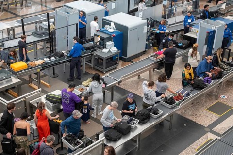 Denver, Colorado - TSA security screening at Denver International Airport