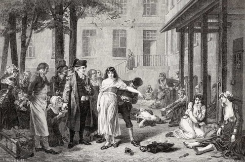 Dr. Philippe Pinel ordering the removal of chains from patients at the Paris Asylum for insane