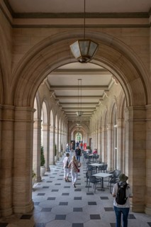 Kissingen Spa, Walkway in the Kursaal building, built 1834-38, Bad Kissingen, Lower Franconia,