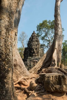 Tor tor with huge faces to Angkor Thom, Angkor Wat, Angkor, UNESCO World Heritage Site, Siem Reap,
