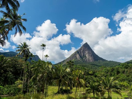Knuckles mountain range with Lakegala mountain and rocks, Meemure, Sri Lanka