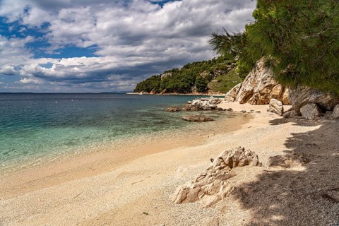 The Velika Plaza beach in Omis, Croatia