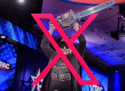 Symbolic image, chainsaw man Elon Musk eleminated by his own Twitter-X, social media, hate speech,