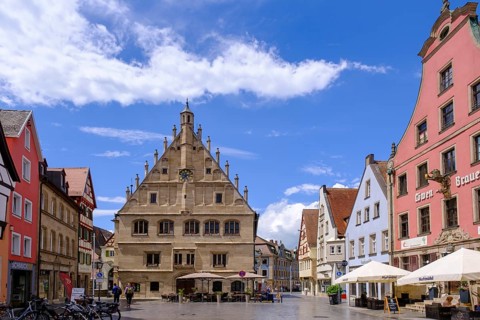 Luitpoldstrasse, with town hall, Weißenburg in Bavaria, Altmühltal, Franconian Lake District,