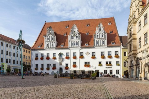 Late Gothic town hall on the market square, Meissen, Saxony, Germany