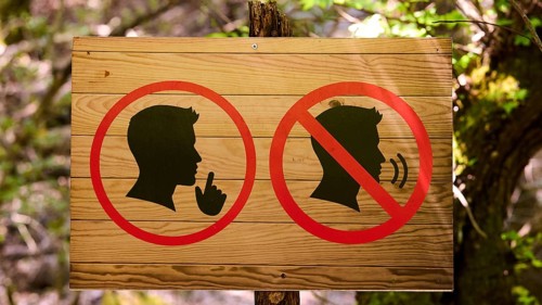 Wooden sign in the forest with symbols indicating peace and tranquillity, Butterfly Valley,