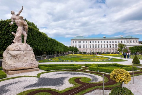The Mirabelle plum garden with castle in Salzburg, city trip, travel, holiday, tourism, building,