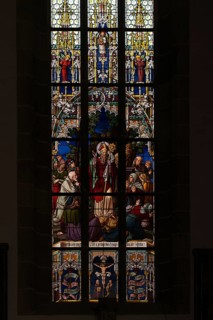 Interior view, late Gothic stained glass window, church window, parish church, parish church of St