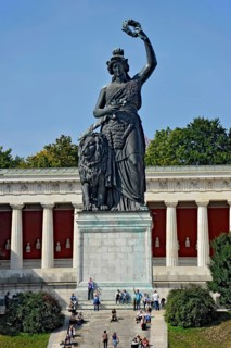 Colossal statue of Bavaria in front of the Hall of Fame, Colossal bronze statue at the Oktoberfest,