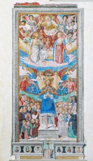 Saint Sebastian as intercessor, San Sebastiano con devoti, fresco by Benozzo Gozzoli, Chiesa di