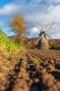 View of the Eisbergen windmill or Röckemann's mill, Porta Westfalica, Minden Lübbecke district,