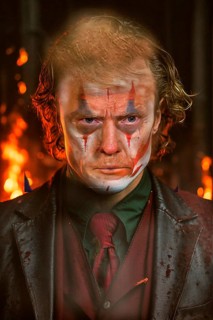 Symbolic image, Trump as joker, Gotham-USA, democracy versus autocracy, US democracy in danger, EU