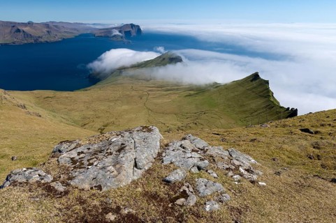 Bank of clouds Vagár and Mykines, Útoyggjar, Faroe Islands, Denmark
