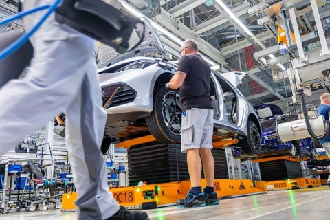 Electric car production in the assembly halls of VW in Zwickau, Zwickau, Saxony, Germany