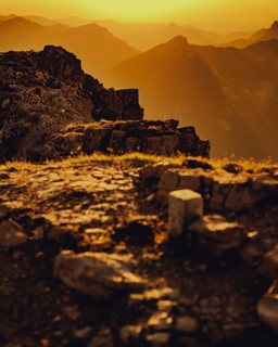 Thaneller summit at sunset in the Lechtal valley in Tyrol with a wonderful view of the surrounding