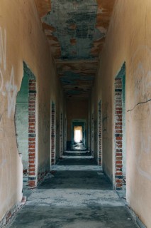 Hallway to office space, abandoned Swift factory, The Swift refrigerator in Puerto San Julián,
