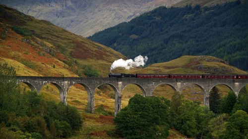 Europe, Scotland, Great Britain, England, landscape, Glennfinnan, railway bridge, viaduct,