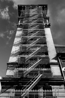 High-rise building with fire escapes Downtown, New York City, USA