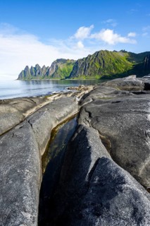 Tidal pools, rocky coast of Tungeneset, Devil's Teeth, Devil's Teeth, Okshornan, Ersfjorden, Senja