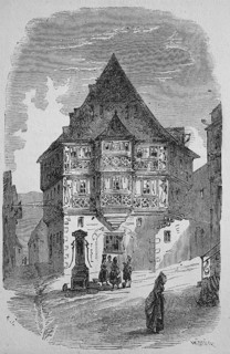 The Hotel zum Riesen in Miltenberg in 1869, one of the oldest inns, Lower Franconia, Bavaria,