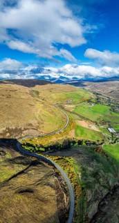 Panorama of Farms and Moors over Loch Harport from a drone, Drynoch, Isle of Skye, Highlands,