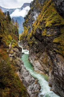 The river Lammer in the gorge Lammerklamm (Lammeröfen) . A path leads through the gorge on the left