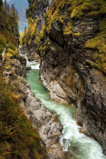 The river Lammer in the gorge Lammerklamm (Lammeröfen) . A path leads through the gorge on the left