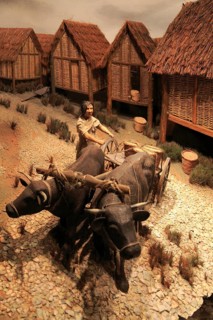 Model of Iron Age village life, Iron Age museum, Andover, Hampshire, England, UK