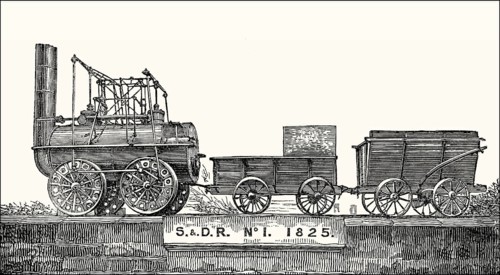Locomotion No. 1, an early steam locomotive built in 1825 by Robert Stephenson and Company