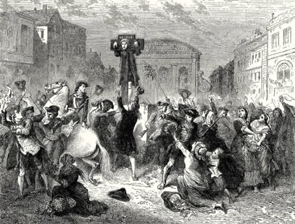 Humiliating Pillory of Daniel Defoe, London, 1703