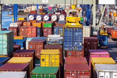 The port of Mannheim is one of the most important inland ports in Europe. The harbor basins stretch