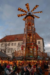 Large Christmas pyramid at the Christmas market, on the market square, Lüneburg, Lower Saxony,