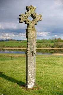 Cross in St. Mary's Augustinian Priory, Augustinian Monastery St. Mary, Devenish Island, Lough