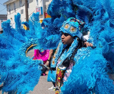 New Orleans, Louisiana - The Mardi Gras Indians' Super Sunday parade. African-Americans create