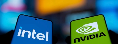 Nvidia and Intel logo is displayed on smartphone