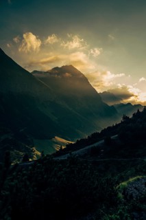 Hahntennjoch pass road in Tyrol in Lechtal, Austria