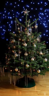 Christmas tree, decorated with tinsel and Christmas baubles, December, Advent, Germany