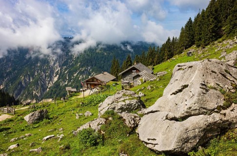 Angerkaralm, Russbach, Gamsfeld, Osterhorn group, Salzkammergut, Salzburg province, Austria