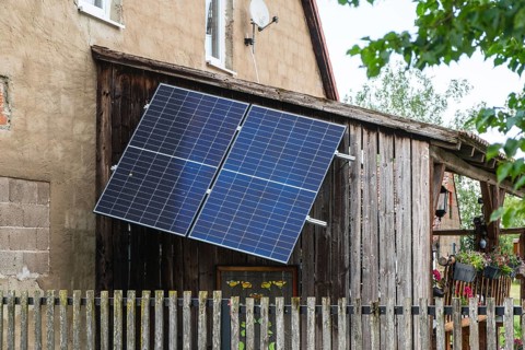 Solar panels on a terrace in Uffenheim, Germany