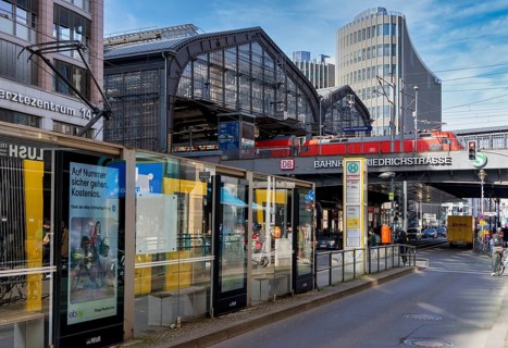 Friedrichstraße with the S-Bahn station, Berlin, Germany