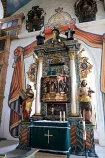 Pulpit altar, Cathedral of the Rhön, Protestant church, Helmershausen, Rhönblick parish,
