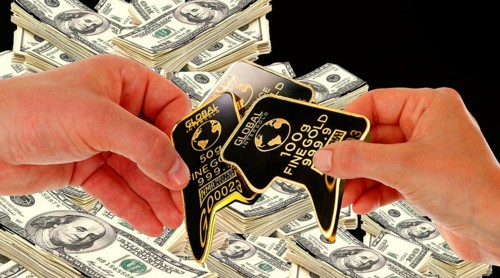 Symbolic image, gold as an investment, soft currency, security, risk, stock market, securities,