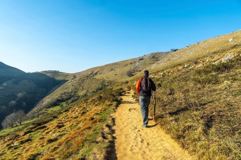 Trekking up Mount Ernio or Hernio in Gipuzkoa, Basque Country