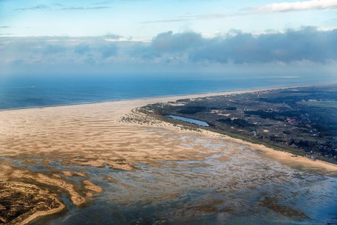 Kniepsand sandbank, coastline near Wittdün, aerial view, North Frisian island of Amrum,