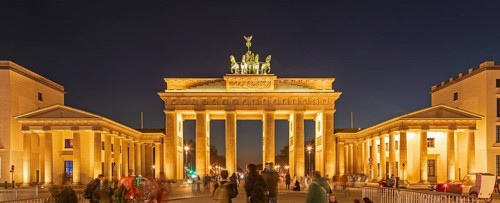 Illuminated Brandenburg Tor, Blue Hour, Berlin, Germany
