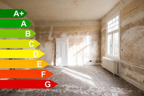 Energy efficiency classes, core refurbishment of an old villa in Remscheid, Germany