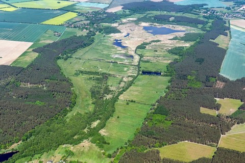 Aerial photo, Rambower Moor, flow-through moor, nature reserve, Prignitz, Brandenburg, moor,