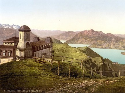 Kulm and Pilatus, Rigi, Switzerland, Historic, digitally restored reproduction from a 19th century