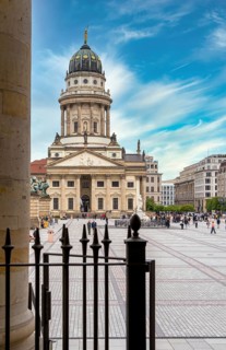 After the remodelling, monotonous-looking, newly designed Gendarmenmarkt in Berlin-Mitte, Germany